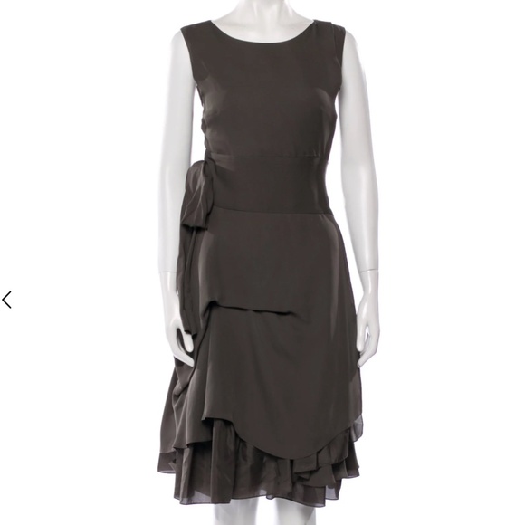 Morgane Le Faye A Line Knee Length Grey Large Wrap Dress - Picture 1 of 8